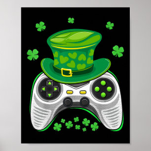 Poster Controlador de Video Game Shamrock Gamer Dia de Sã
