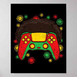 Poster Controlador de videogame Afro Mês da História Negr