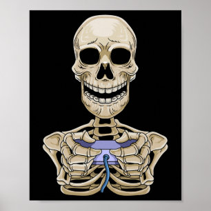 Poster Controladora de Jogador de Esqueleto do Halloween