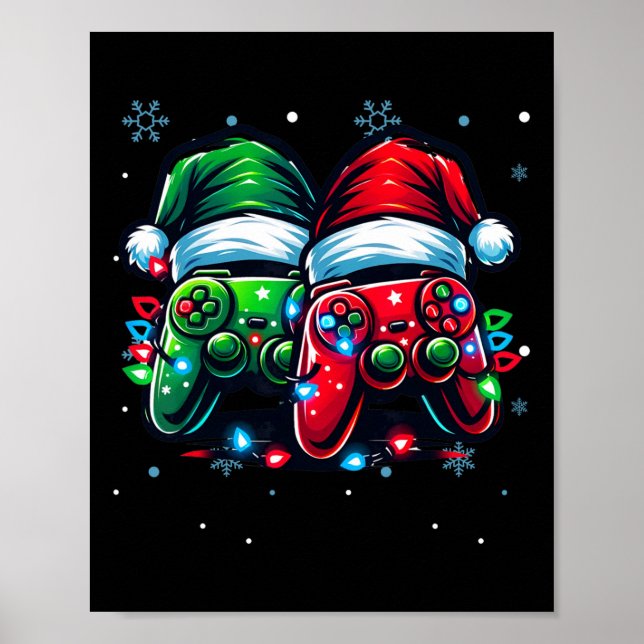Poster Controladora de jogos de Natal Santa Hat (Frente)