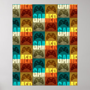 POSTER CONTROLADORA DE JOGOS DE VÍDEO DE VINTAGEM DE JOGO