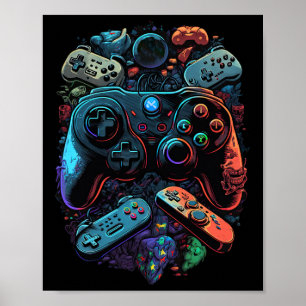 Poster Controladora de Jogos de Vídeo do Jogador de Contr