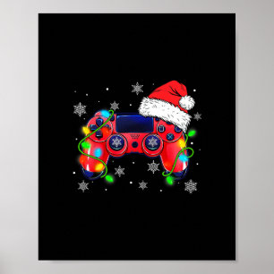 Poster controladora de jogos natal santa hat gamer bo