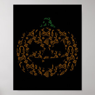 Poster Controladora de videogame Pumpkin Halloween Figuru