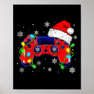 Poster Controladora de videogame Santa Hat Gamer Bo