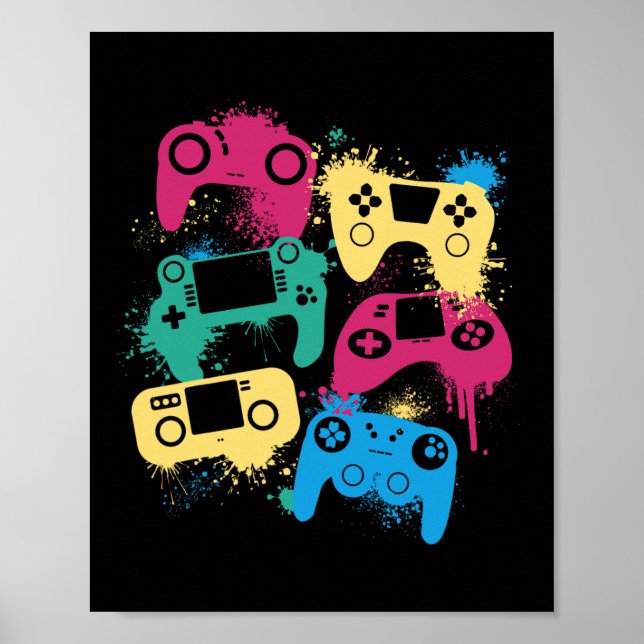 Poster Controladores De Jogo De Vídeo Tee Graphic Para Co (Frente)