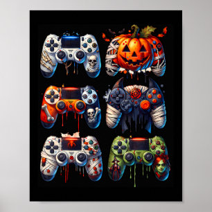 Poster Controladores de jogos do Halloween Mummy Skeleton
