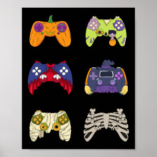 Poster Controladores de Jogos do Skeleton Zombie do Hallo
