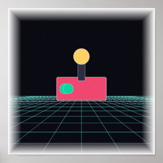 Poster Controle de Arcade Neon - Arte de Parede para Jogo