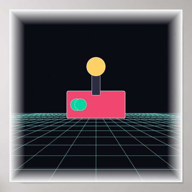 Poster Controle de Arcade Neon - Arte de Parede para Jogo (Frente)