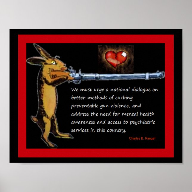 Poster Controle de Armas - Citação de Charles B. Rangel (Frente)