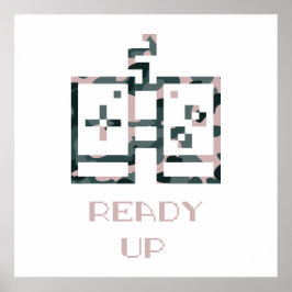 Poster Controle de Jogo Camuflado Rosa Ready Up Gamer