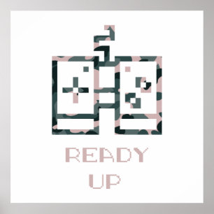 Poster Controle de Jogo Camuflado Rosa Ready Up Gamer