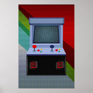 Poster Controle de Jogo de Arcade Colorido Arte para Pare