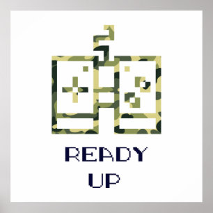 Poster Controle de Jogo de Vídeo Camuflado Pronto para Jo