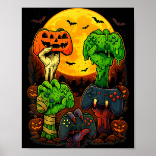Poster Controle de Jogo Esqueleto Zumbi Múmia de Hallowee