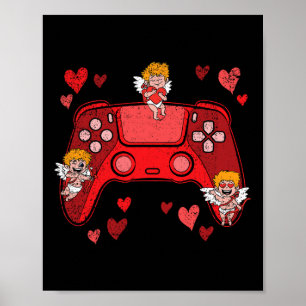 Poster Controle de Video-game Coração Dia dos Namorados F