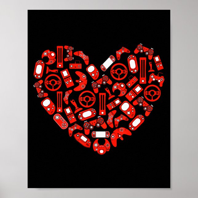 Poster Controle de Video Game de Dia dos Namorados para M (Frente)