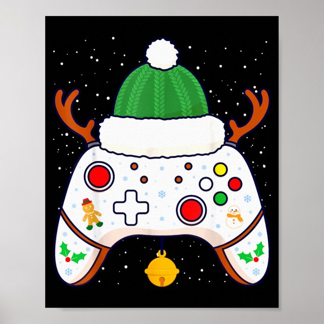 Poster Controle de Video Game Gamer de Natal Gamepad  (Frente)