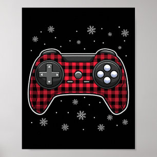 Poster Controle de Video Game Xadrez Vermelho Gamer Rapaz
