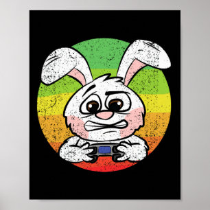 Poster Controle de videogames de caça à pastagem Bunny