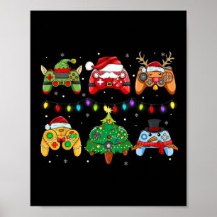 Poster Controles de jogo do Papai Noel Elfo Boneco de Nev