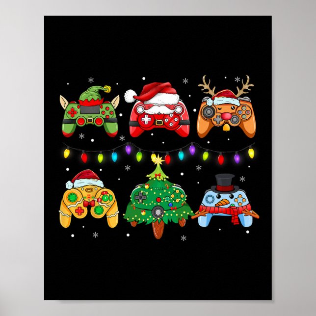 Poster Controles de jogo do Papai Noel Elfo Boneco de Nev (Frente)
