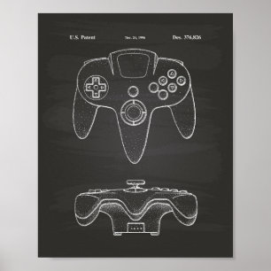 Poster Controller Game 1996 Patent Art Chalkboard