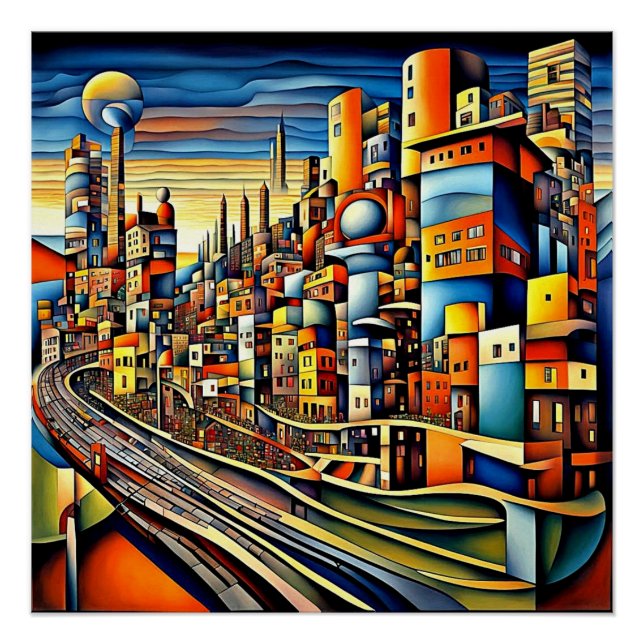 Póster Conurbação no pôr do sol 2 (Frente)