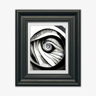 Poster Convergence - Black & White Abstract art