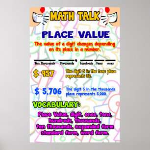 Póster Conversa da matemática do valor de lugar = carta