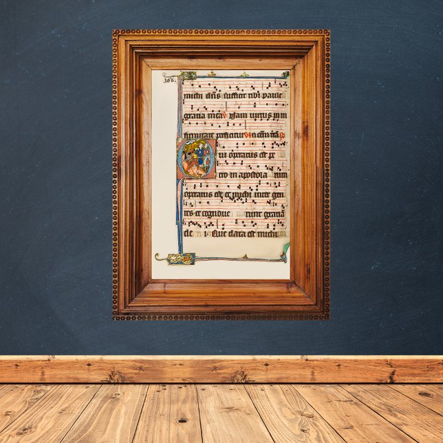 Poster Conversão do Manuscrito de Paul Medieval do santo (Conversion of saint Paul Medieval Manuscript Wall Art)