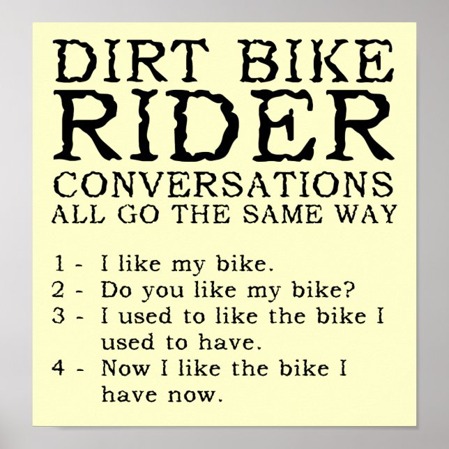 Poster Conversas de Moto de Trilha Placa de Sinal de Post (Frente)