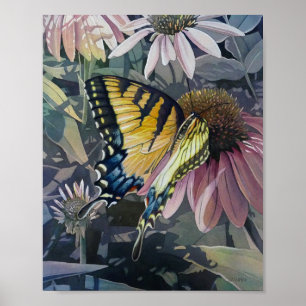 Poster Conversor de Borboleta Amarelo Swallowtail Art 8x1