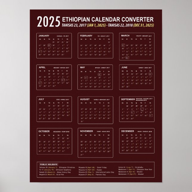Poster Conversor de Calendário Etíope de 2025 (Frente)