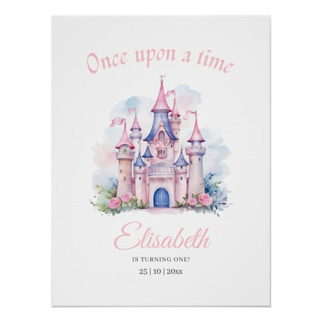 Póster Convidado de aniversário da Princesa 1rua (Frente)