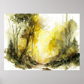 Poster Convidando Cor da Floresta Aplicada ao Sol