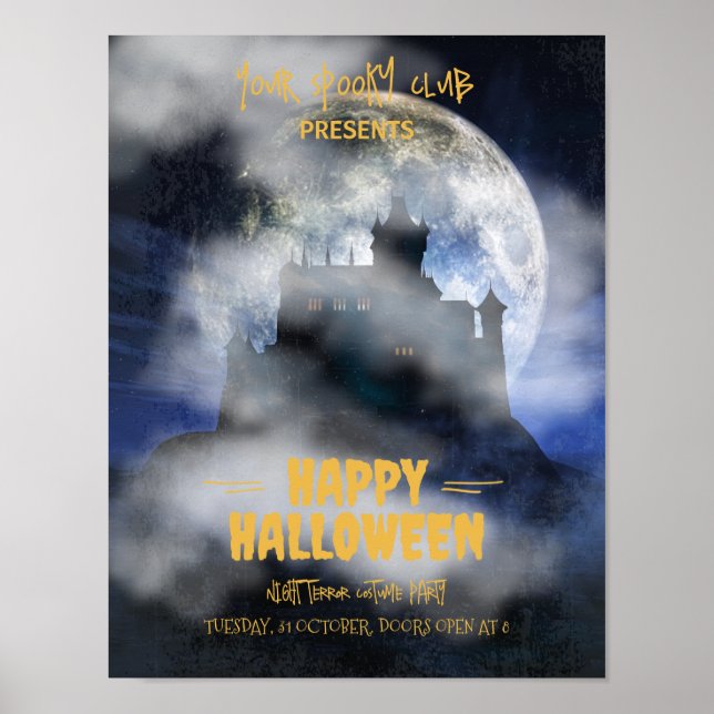 Poster Convite Assustador de Halloween, Festa de Hallowee (Frente)