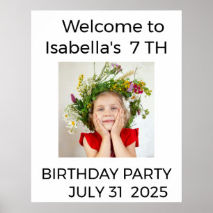 Poster Convite de Aniversário de Bebê Minimalista com Fot