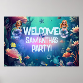 Poster Convite de aniversário de Sereia