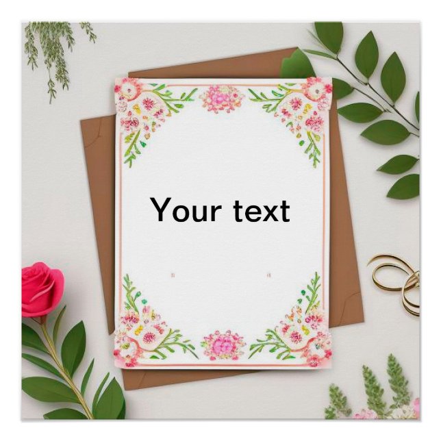Póster Convite de casamento floral elegante (Frente)