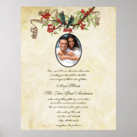 Convite de casamento Musical Vintage Teal Bird Red