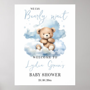 Poster Convite de Chá de Bebê Urso de Pelúcia, Mal Posso