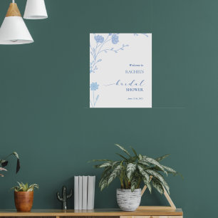 Poster Convite de Chuveiro de Noiva Something Blue Wildfl