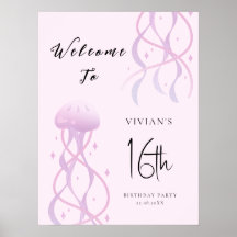 Convite de festa de Sweet Sixteen cor de rosa Bech