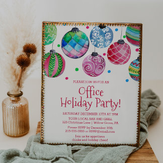 Póster Convite de festas de Natal do Holiday Ornament Off