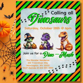 Poster Convite de festas Dino-Mash do Dinossaur do Hallow