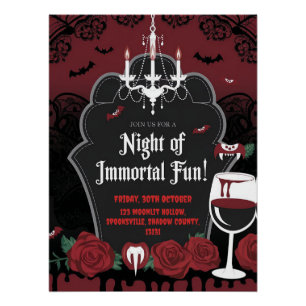 Póster Convite de Halloween à Vampira