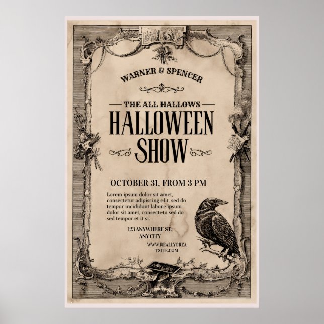 Poster Convite de Halloween Vintage (Frente)