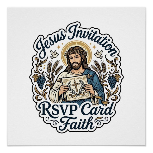 Póster Convite de Jesus Cartão de Resposta Fé Convite de  (Frente)